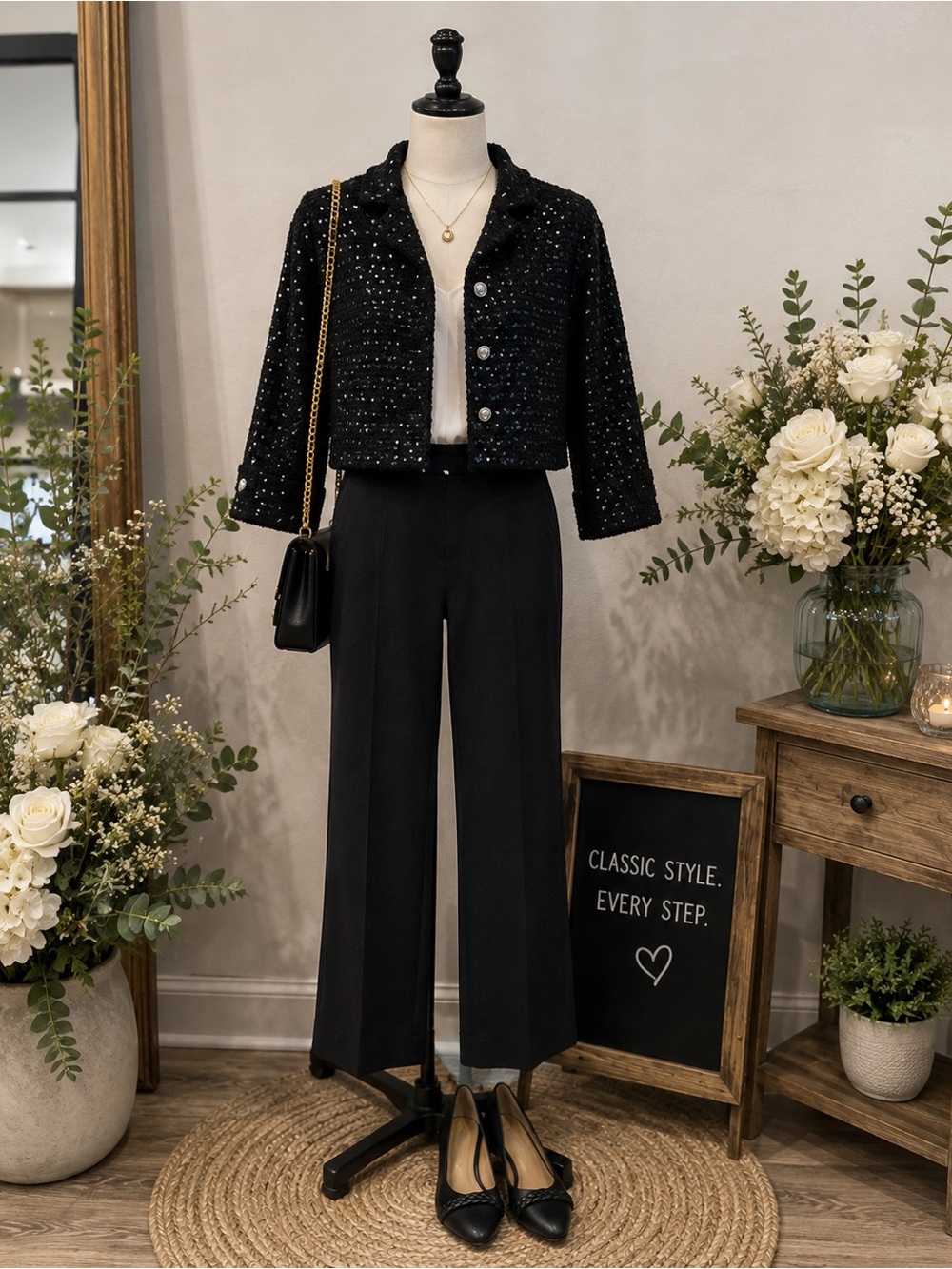 Black Sequin Knit Blazer Jacket